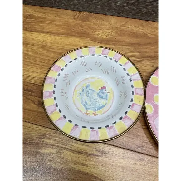 Mackenzie Childs CHICKEN Baby Plate & Bowl Set